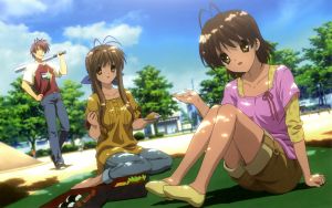 Волосы-антенны у персонажей vn Clannad